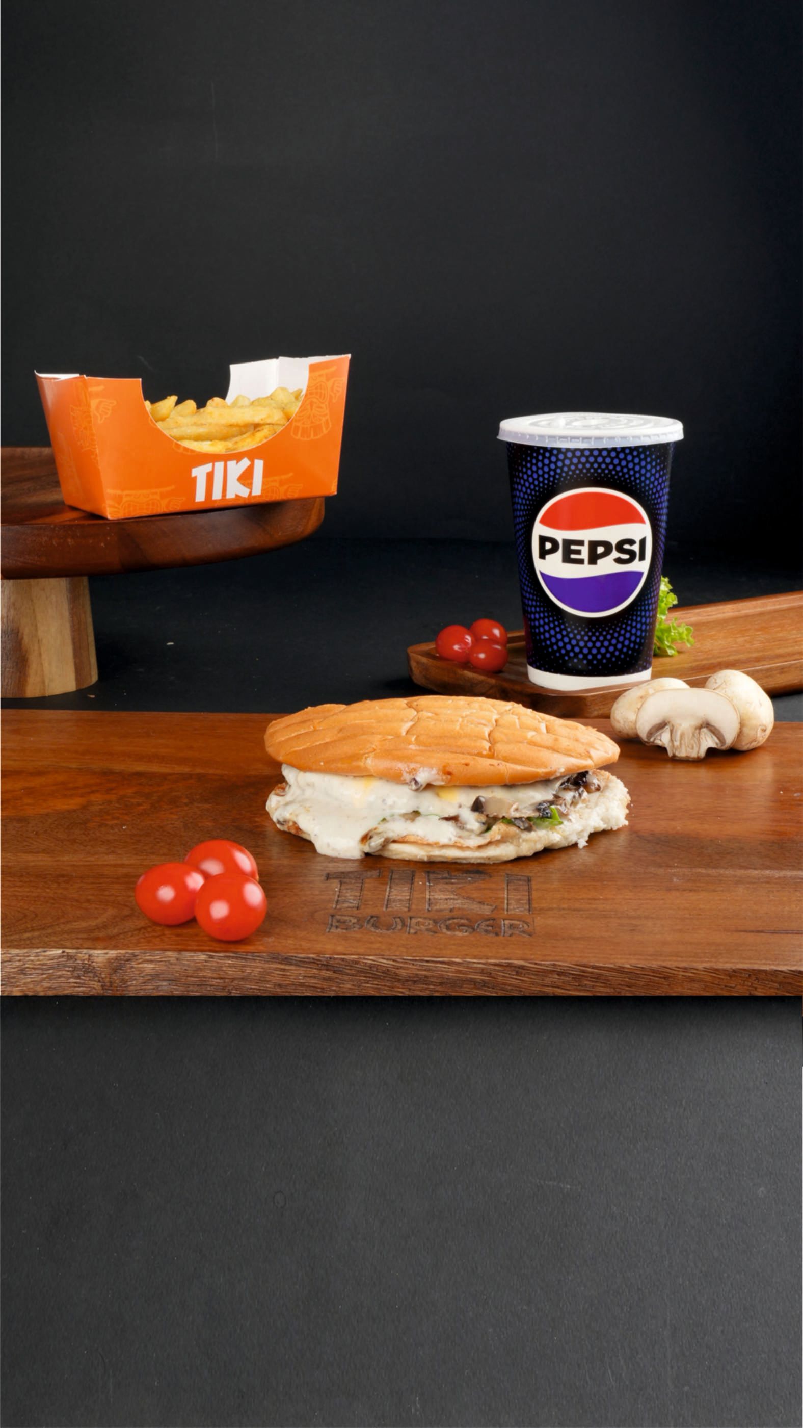 فلات ماشروم برغر كومبو